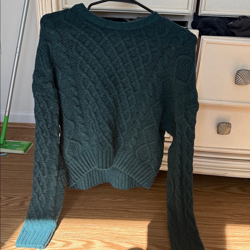 Cable Knit Green Sweater